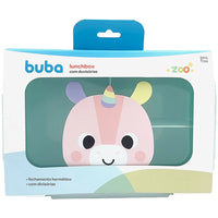 Kit Escolar: Lancheira Térmica + Lunchbox + Garrafinha BubaZoo Unicórnio