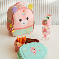 Kit Escolar: Lancheira Térmica + Lunchbox + Garrafinha BubaZoo Unicórnio