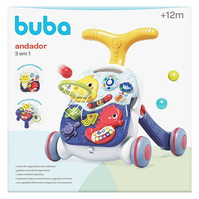 Andador Mesinha e Tabuleiro de Atividades 3 em 1 (12m+) - Buba