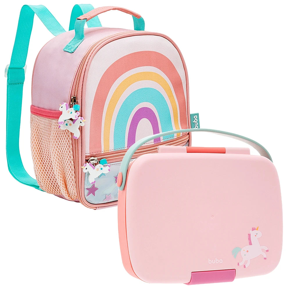 Kit Escolar: Lancheira Térmica + Bentô Box Magic Unicórnio
