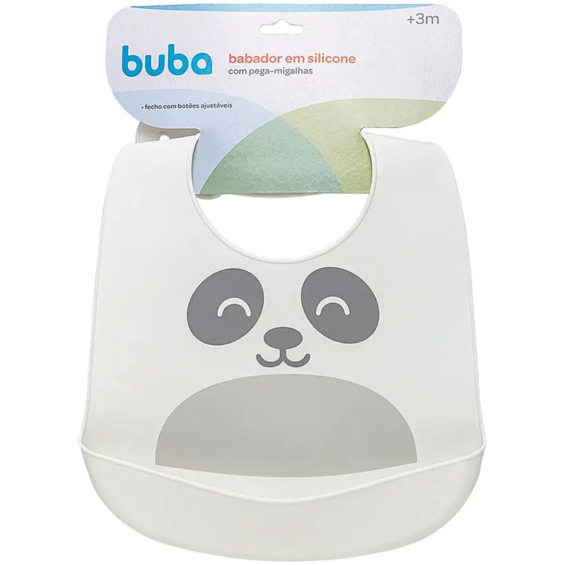 Babador com Cata-migalhas de Silicone Gumy Off White (3m+) - Buba