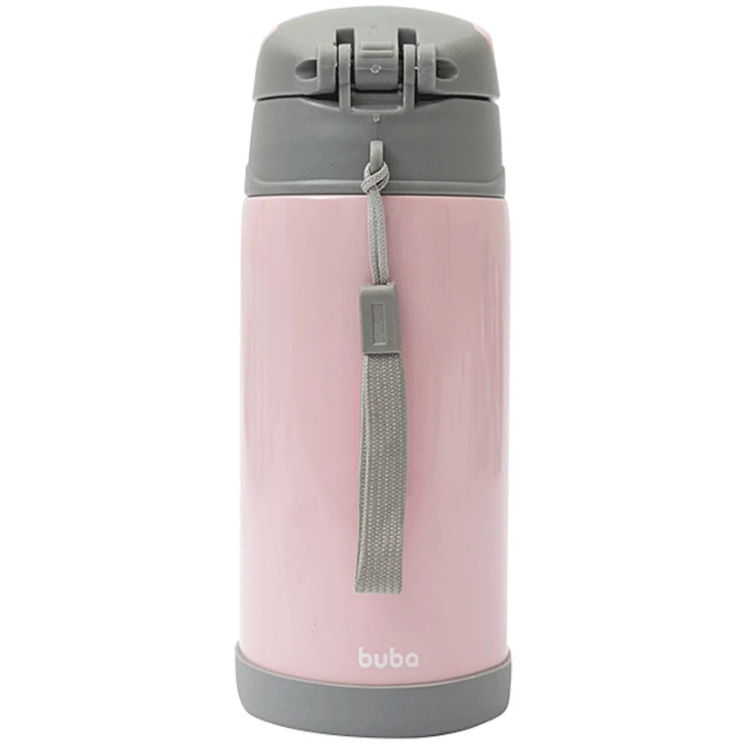Garrafa Térmica Inox Parede Dupla 400ml Gumy Rosa (3m+) - Buba