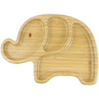 Prato de Bambu com Divisórias e Ventosa Elefante Green - Clingo