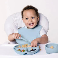 Kit Refeição para bebê em Silicone Azul  - Buba