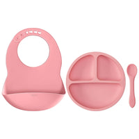 Kit Refeição para bebê em Silicone Rosa (6m+) - Buba