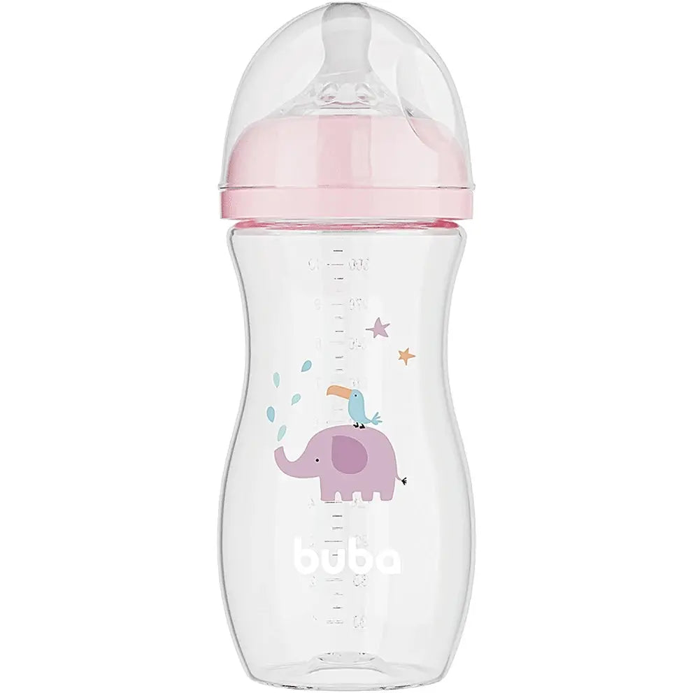 Mamadeira Anticólica Easy Flow Elefante Rosa 330ml Buba