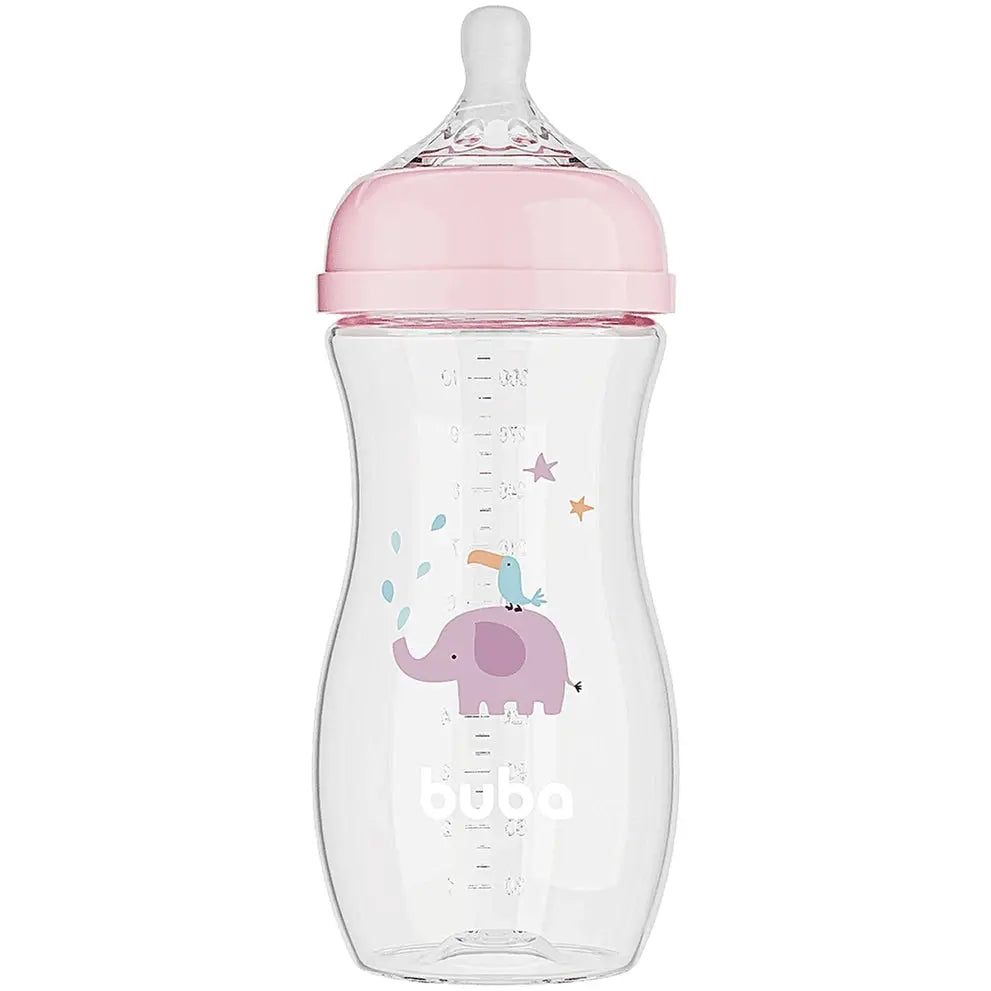 Mamadeira Anticólica Easy Flow Elefante Rosa 330ml Buba