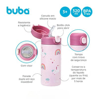 Garrafa Térmica Inox Parede Dupla Magic Unicórnio 320ml - Buba