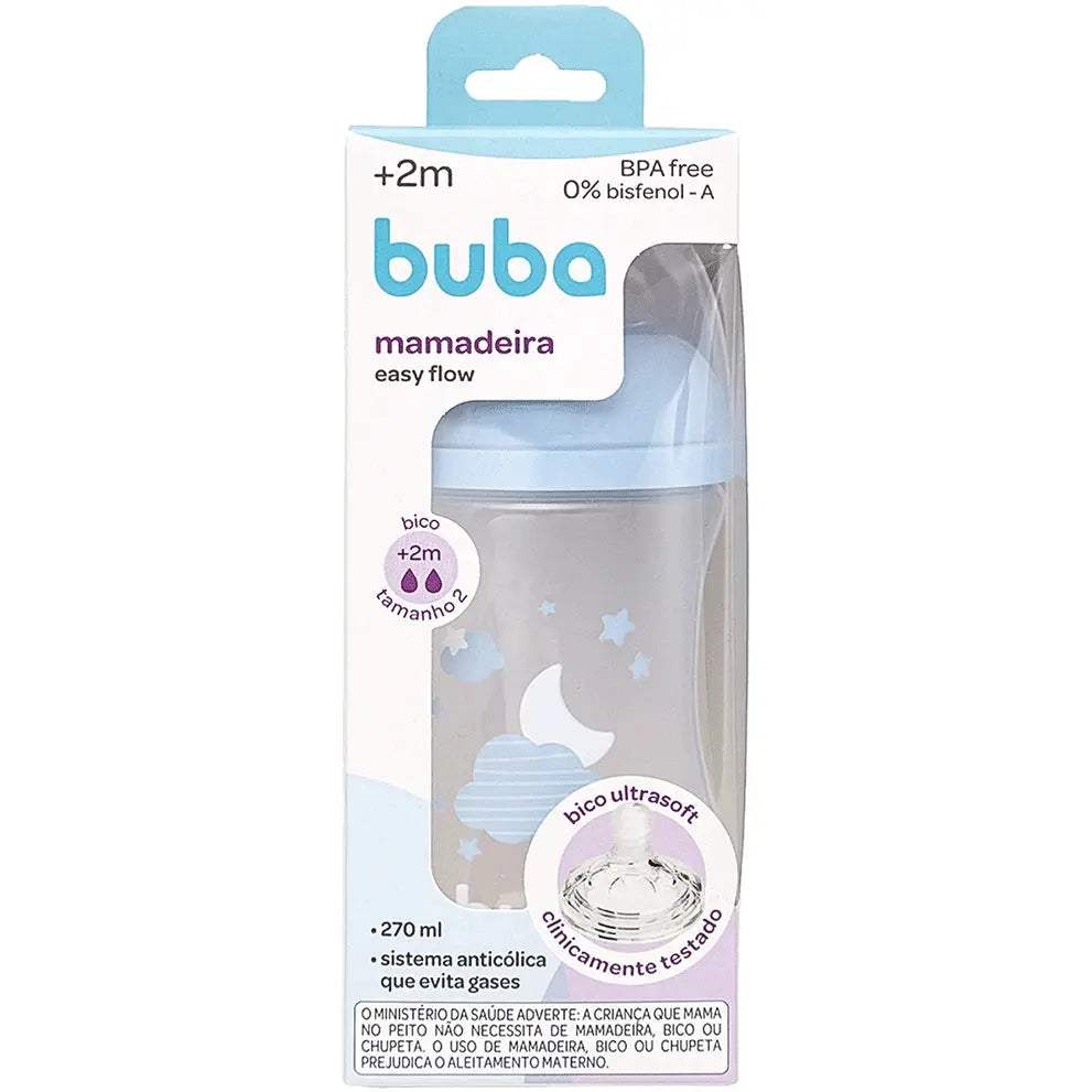 Mamadeira Anticólica Easy Flow Nuvem Azul 270ml Buba