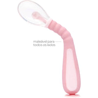 Colher Flexível em Silicone com Ventosa Rosa - Buba