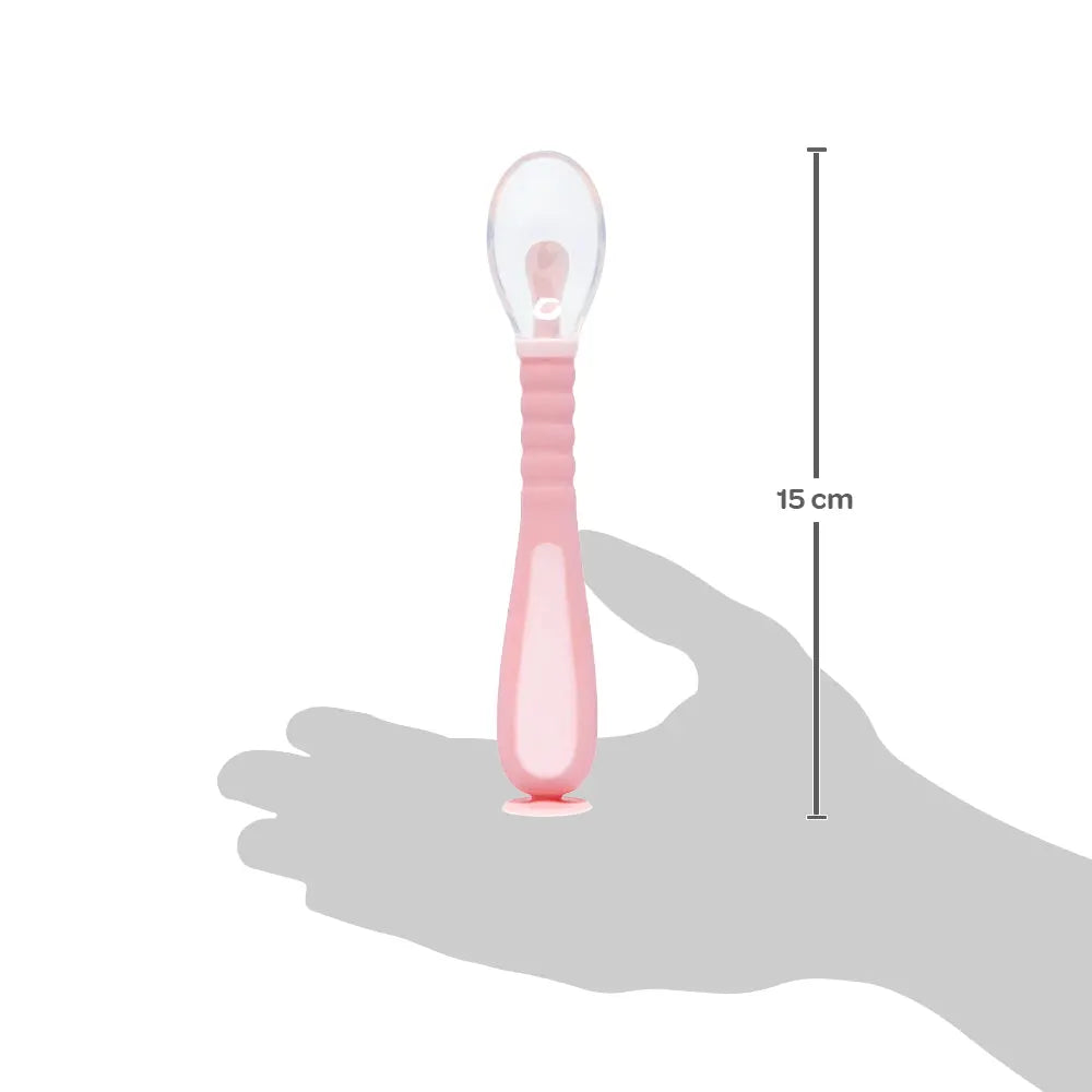 Colher Flexível em Silicone com Ventosa Rosa - Buba