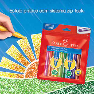Canetinha Vai e Vem 12 Cores - Faber-Castell