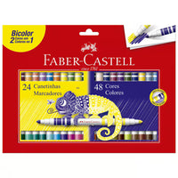Canetinha Bicolor 48 cores (24 canetinhas) - Faber-Castell