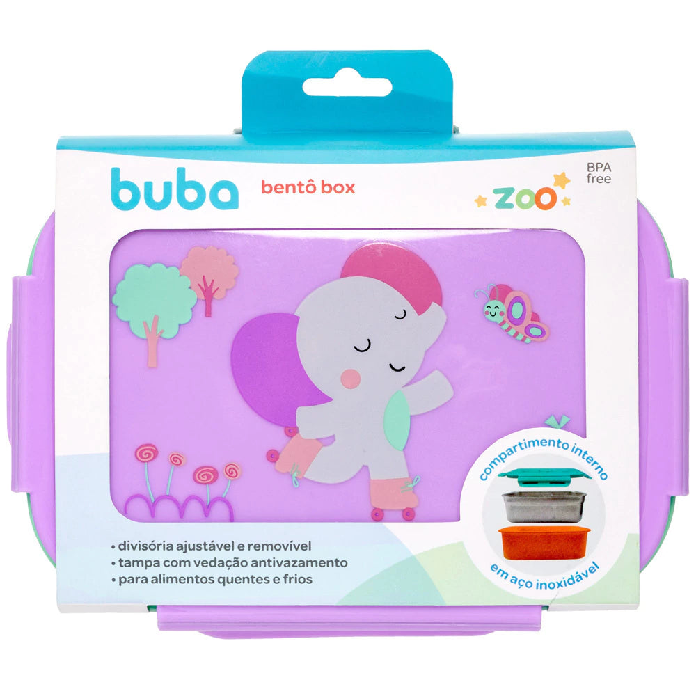 BENTO BOX INOX COM TRAVA E DIVISÓRIAS BUBAZOO ELEFANTE MARMITA POTE