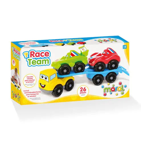 Race Team – Kit Corrida com Caminhão Cegonheira + 2 Carrinhos de Corrida