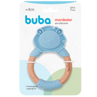 MORDEDOR LEÃO EM SILICONE E BAMBU AZUL