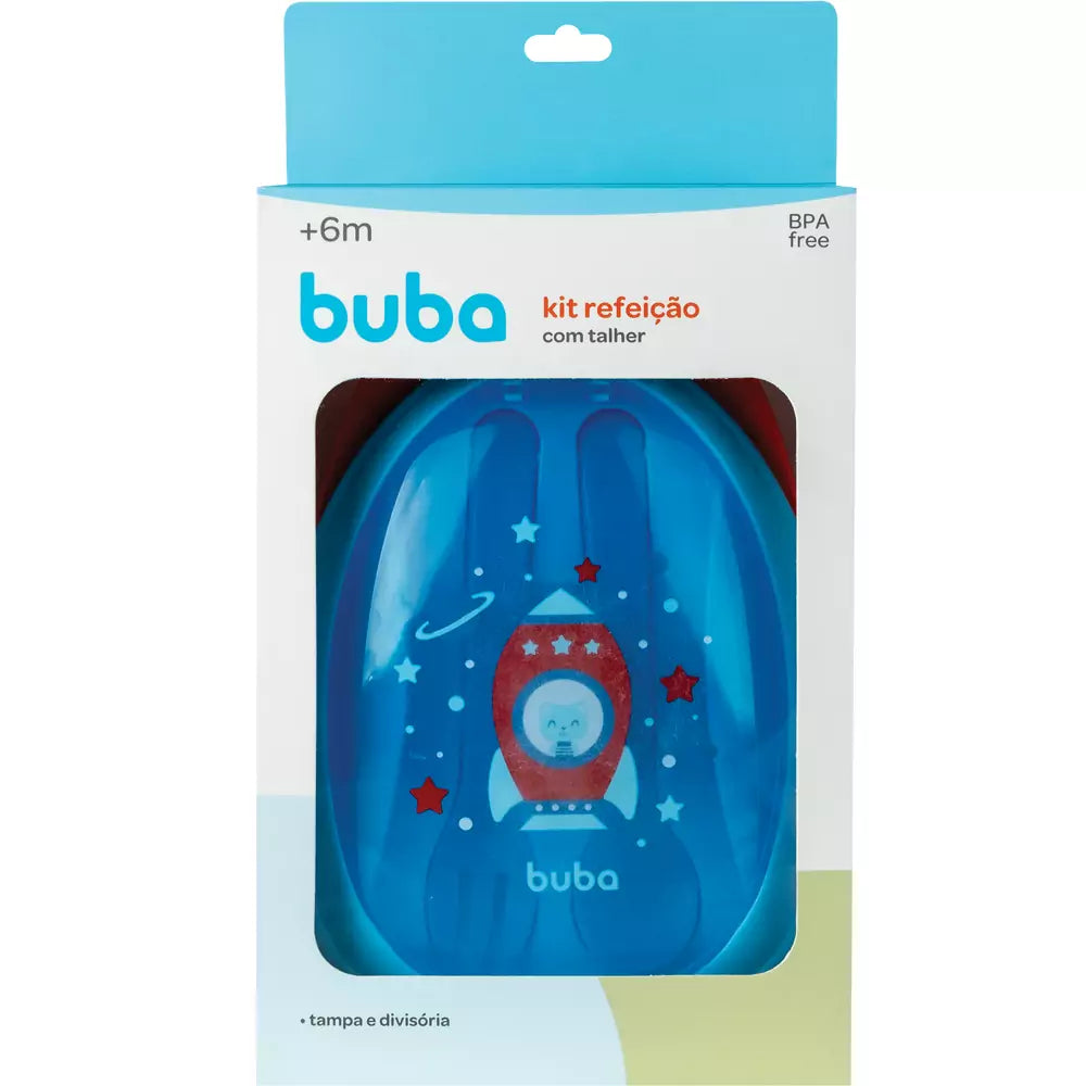 KIT REFEIÇÃO COM TALHERES BUBA FOGUETE AZUL
