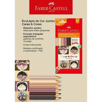 Lápis de Cor Jumbo, 6 cores, caras & cores, Faber-Castell