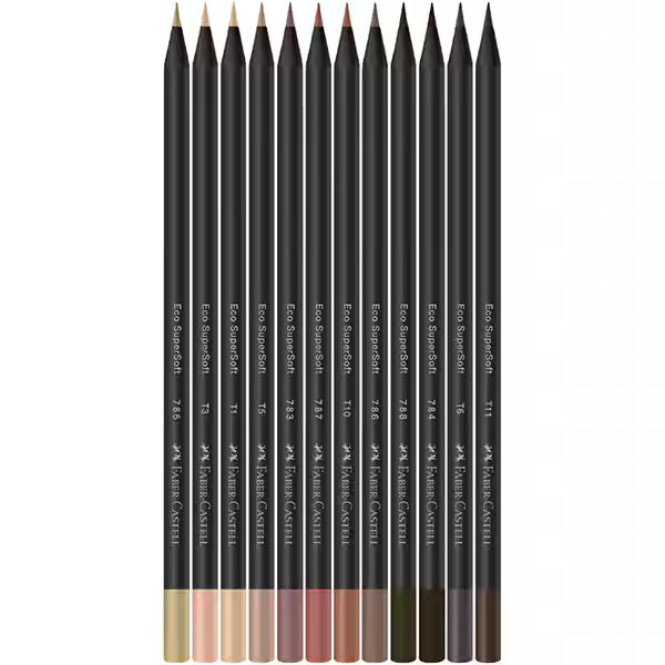 Lápis de cor redondo Supersoft, 12 Tons De Pele - Faber-Castell