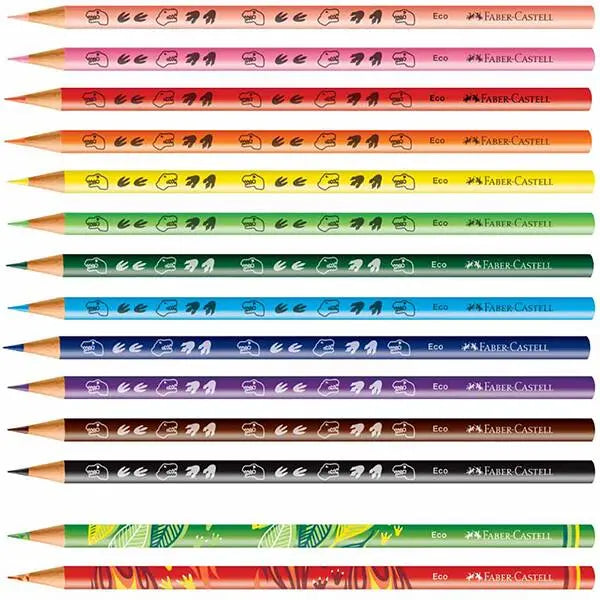 Lápis de cor 12 cores + 2 misturinhas Dinossauro - Faber-Castell