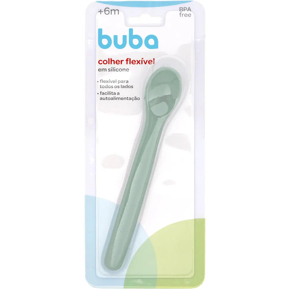 Colher Flexível em Silicone Verde