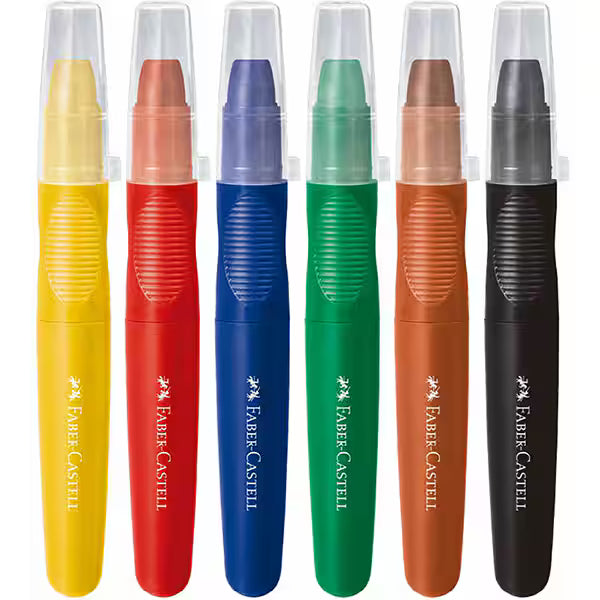 Giz de Cera Jumbo Supermacio, Little Creatives, 6 Cores, Faber-Castell