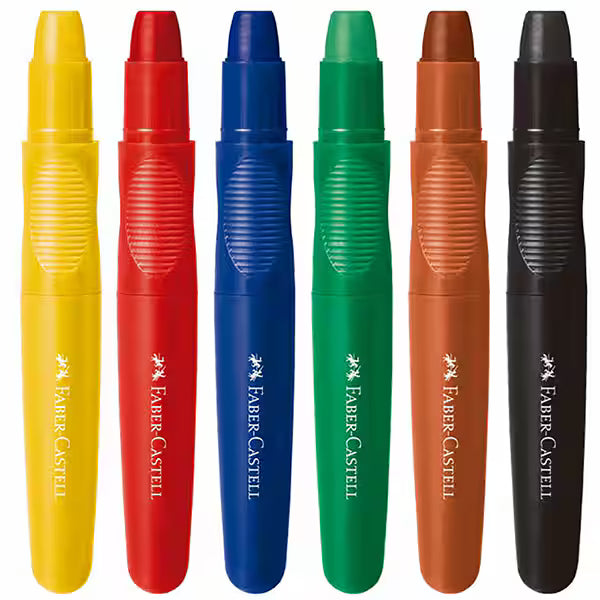 Giz de Cera Jumbo Supermacio, Little Creatives, 6 Cores, Faber-Castell