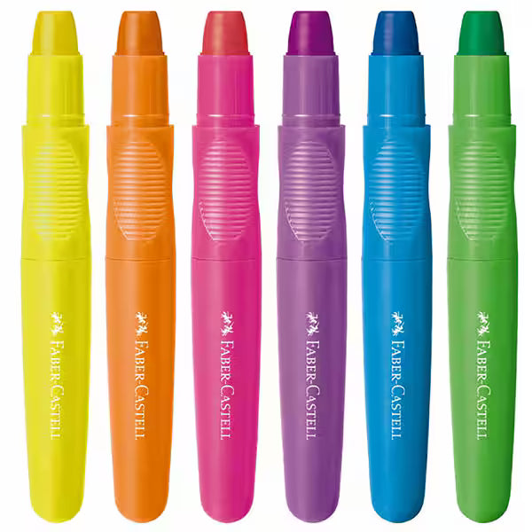 Giz de Cera Supermacio Jumbo Neon, Little Creatives, 6 Cores, Faber-Castell
