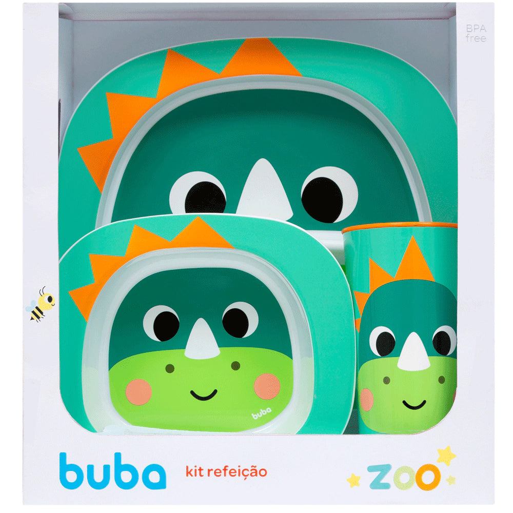 KIT REFEIÇÃO BUBAZOO DINOSSAURO COMPLETO ALIMENTAÇÃO