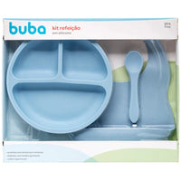 Kit Refeição para bebê em Silicone Azul  - Buba
