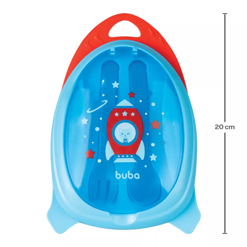 KIT REFEIÇÃO COM TALHERES BUBA FOGUETE AZUL