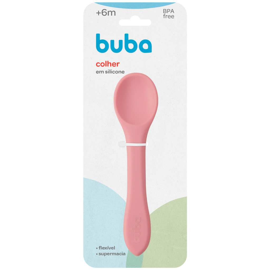 COLHER EM SILICONE ROSA BUBA