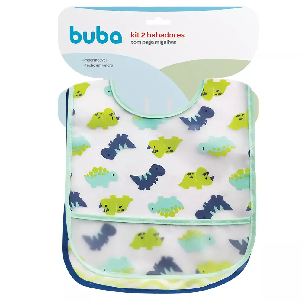 KIT 2 BABADORES COM BOLSO DINO BABADOR DINOSSAURO