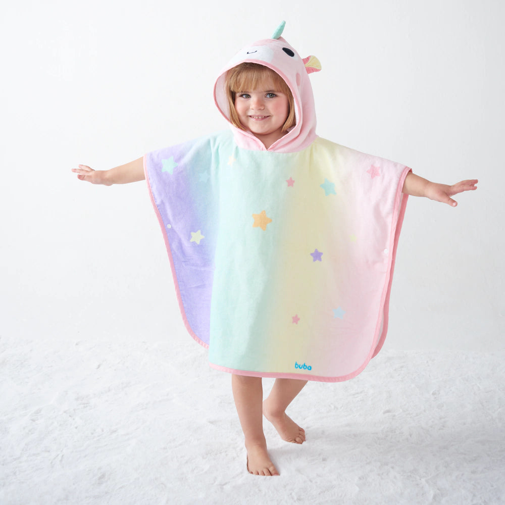 TOALHA PONCHO 0 A 4 ANOS 100% ALGODÃO BUBAZOO UNICÓRNIO BUBA