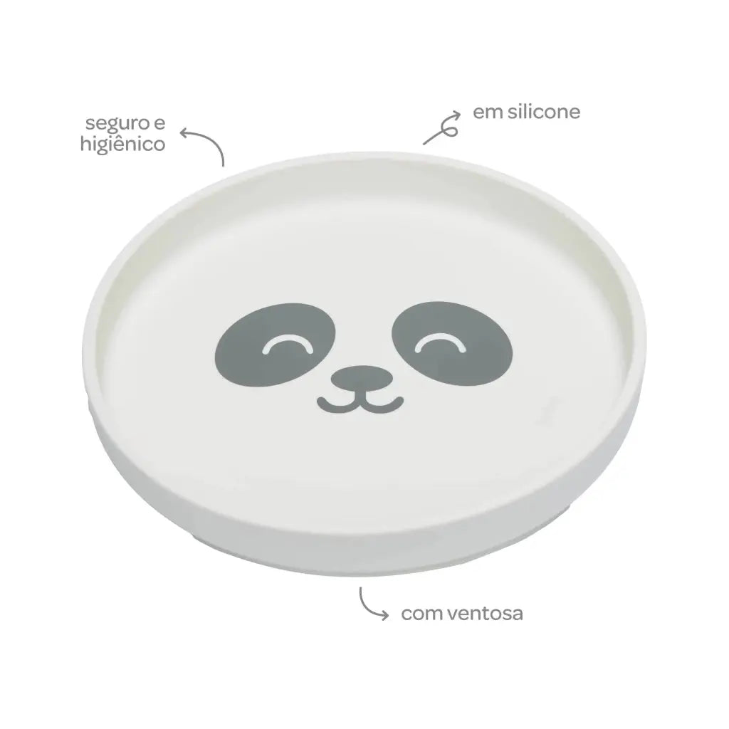 Prato em Silicone com Ventosa Gumy Off White - Buba
