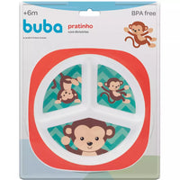 PRATO COM DIVISÓRIA ANIMAL FUN MACACO