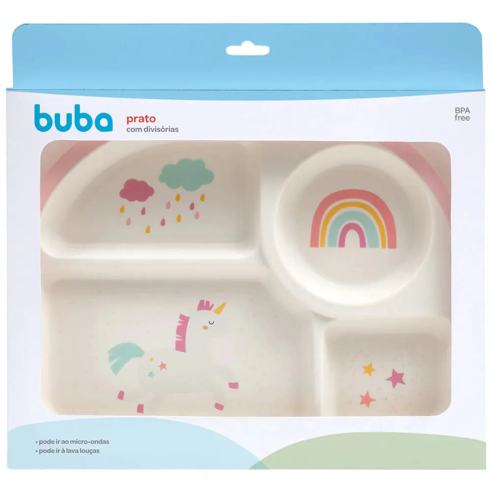 Prato com Divisórias Magic Unicórnio - Buba