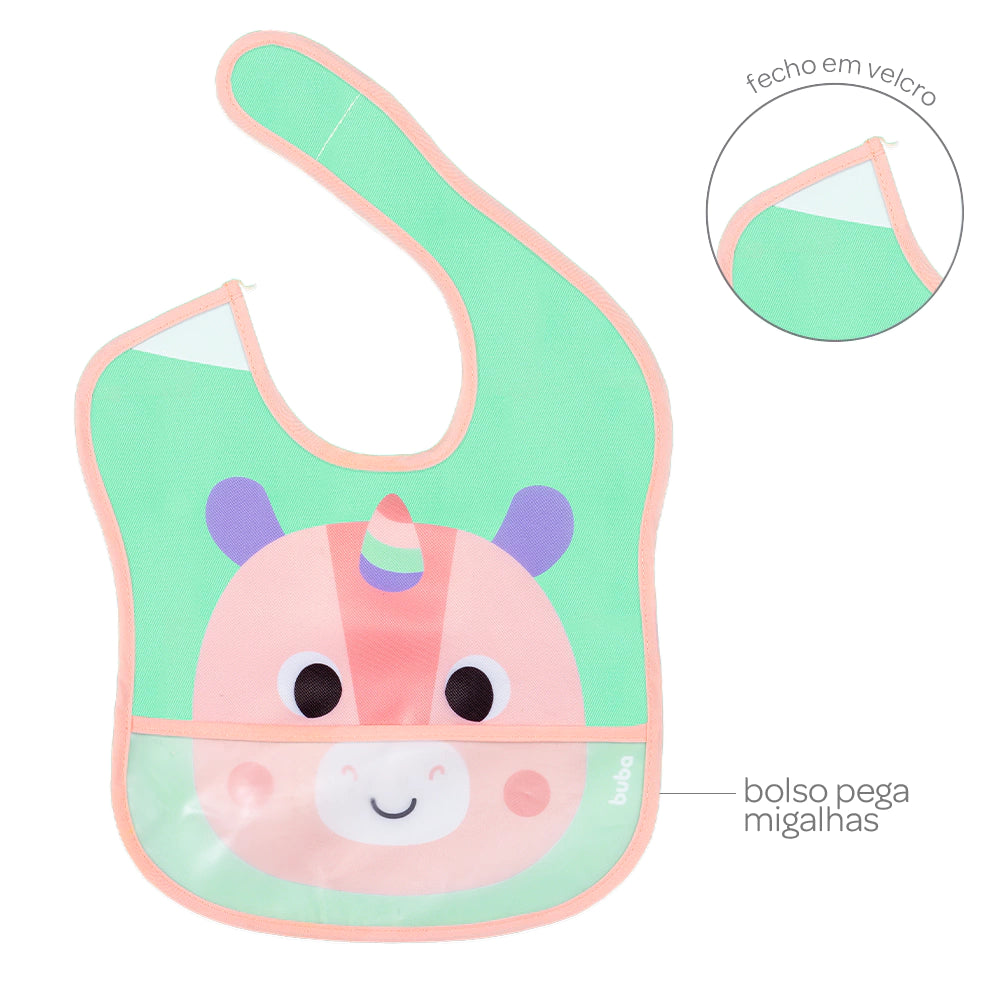 BABADOR COM BOLSO BUBAZOO UNICÓRNIO BABEIRO