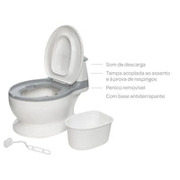 Troninho Vaso Sanitário Infantil c/ Som Branco e Cinza - Buba