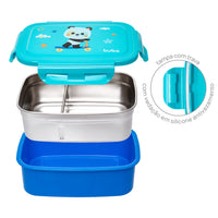 BENTO BOX INOX COM TRAVA E DIVISÓRIAS BUBAZOO PANDA MARMITA POTE