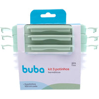 Kit 3 Potinhos Herméticos Verde 100ml - Buba
