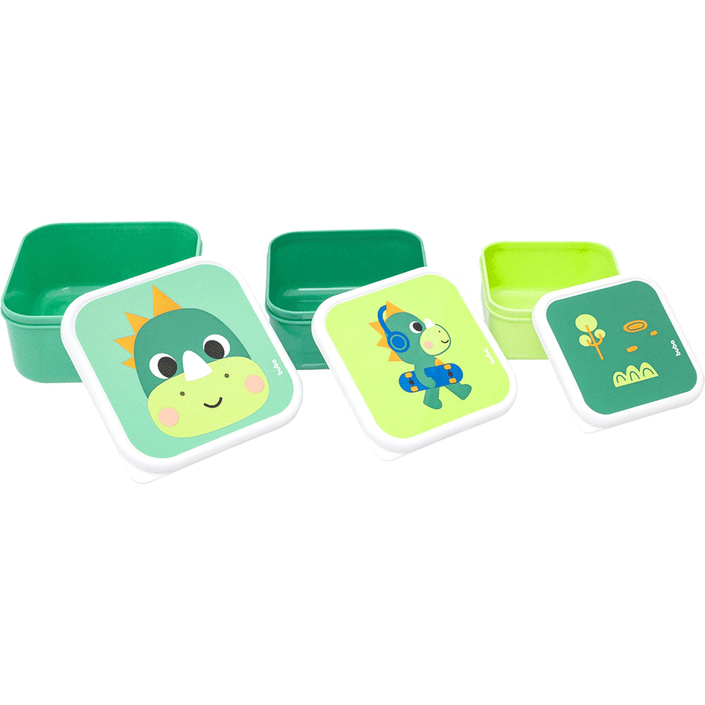 KIT 3 POTINHOS BUBAZOO DINO POTE LANCHEIRA