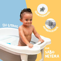 Banheira dobrável infantil média branca e cinza - Clingo