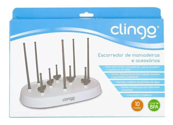 Escorredor de mamadeira Branco e Cinza - Clingo