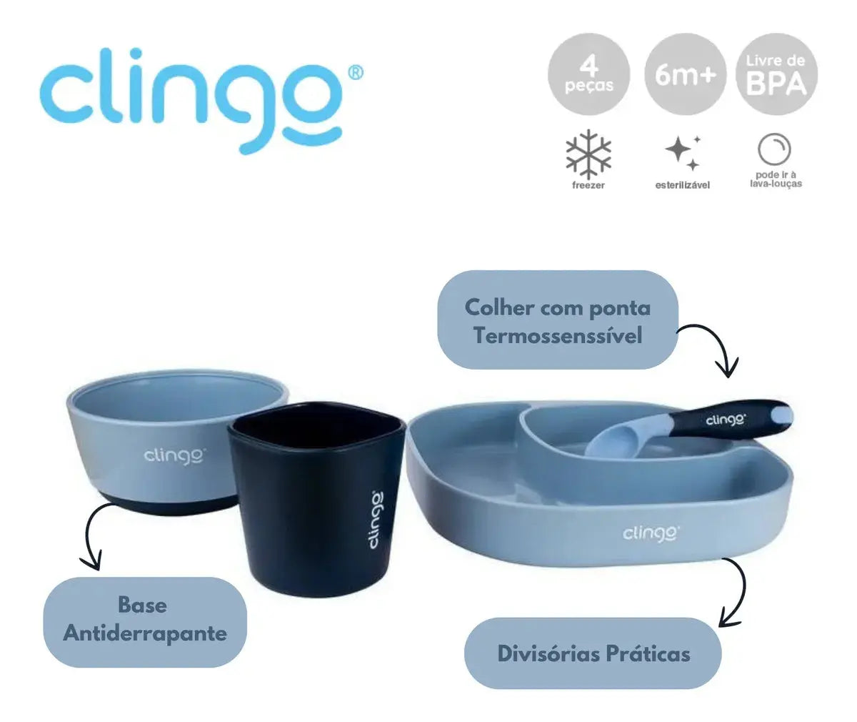 Kit Alimentação Daily 4 em 1 Azul (6m+) - Clingo