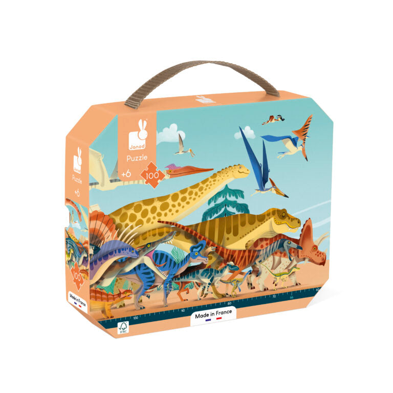Maleta Quebra-cabeça Panorâmico Dino – 100 peças