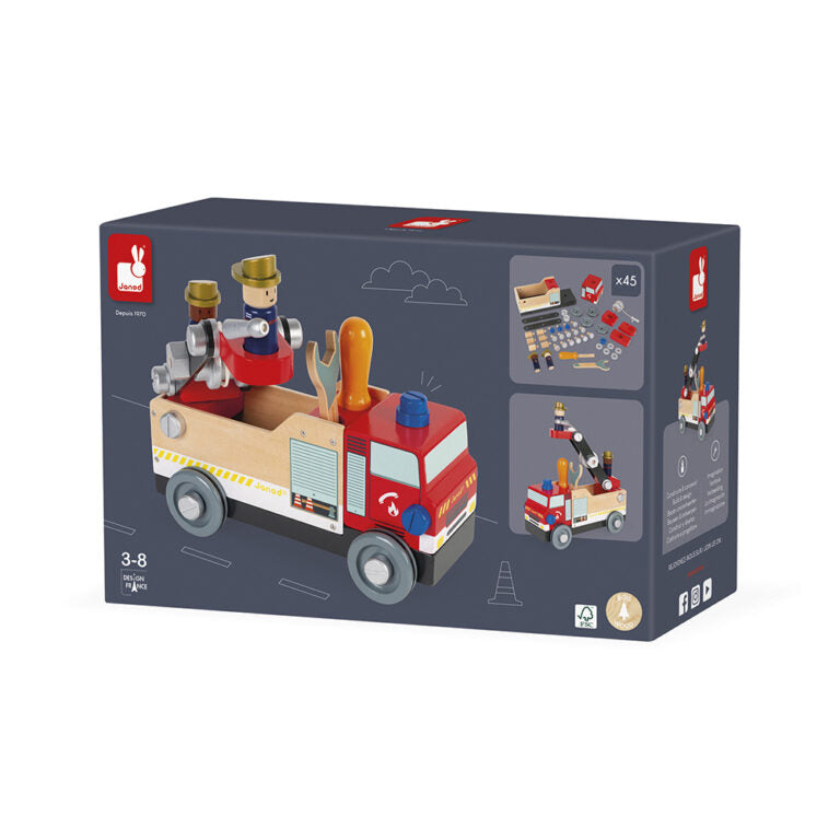 Caminhão de bombeiros com 45 peças brico kids – Janod