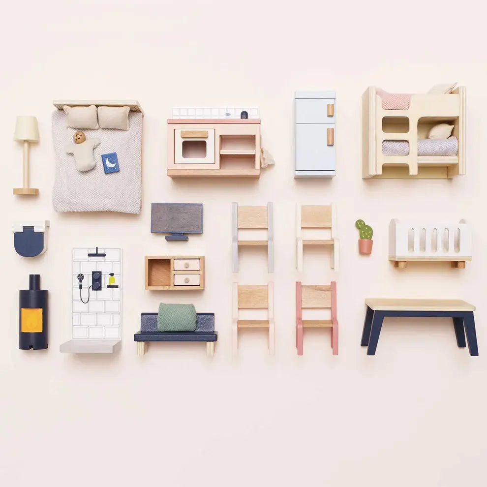 Conjunto Completo de Móveis para Casa de Bonecas