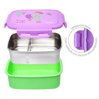 BENTO BOX INOX COM TRAVA E DIVISÓRIAS BUBAZOO ELEFANTE MARMITA POTE