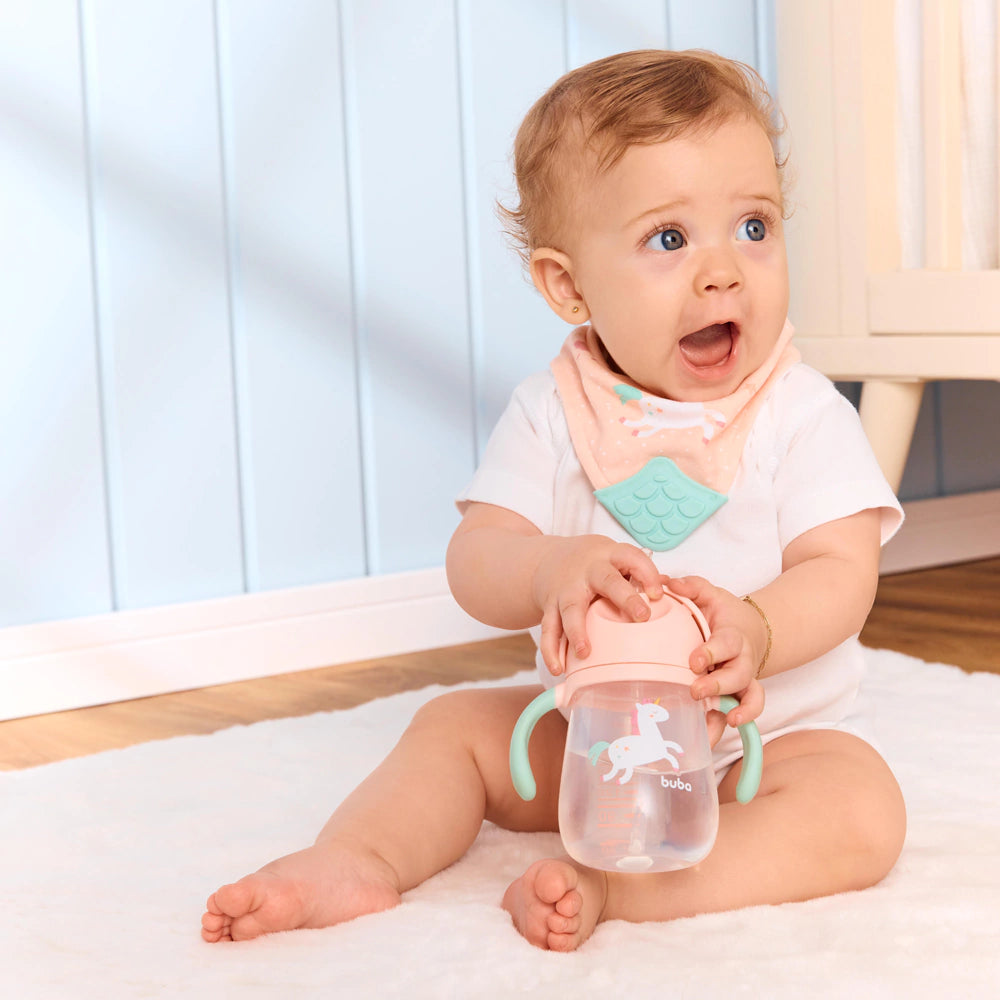 Copo com Alça e Canudo Magic Unicórnio 240ml - Buba